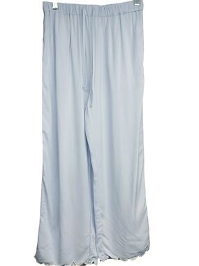 Gelato Pique Rayon Logo on Pocket Long Blue Scalloped Hem Pants One Size